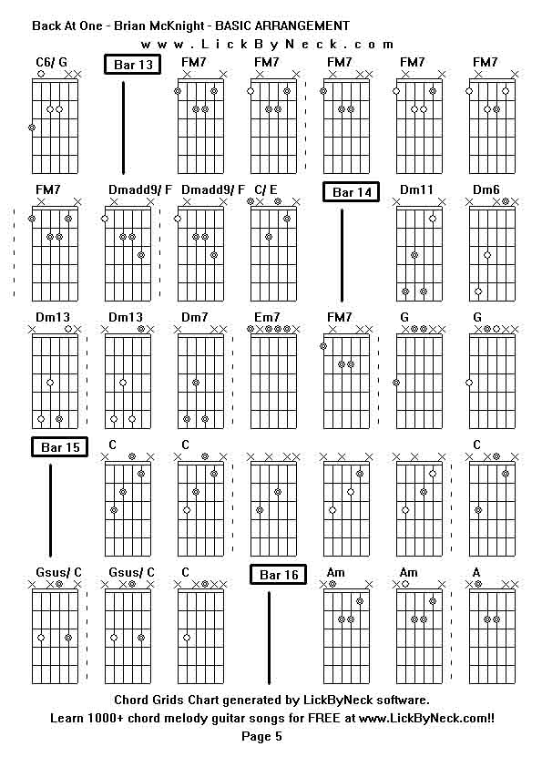 Chord Grids Chart of chord melody fingerstyle guitar song-Back At One - Brian McKnight - BASIC ARRANGEMENT,generated by LickByNeck software.